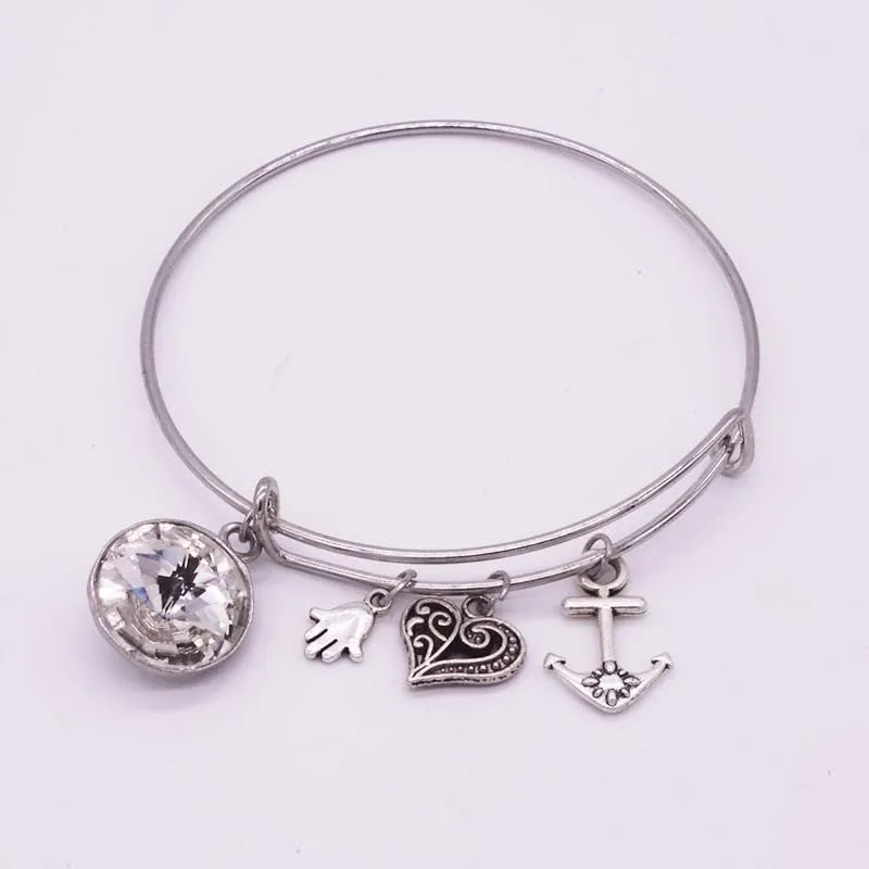 New Alex Charm Bracelets Bracelets & Bangles Summer Style Setting Crystal Disc LOVE Bangles For Women Gift Jewelry