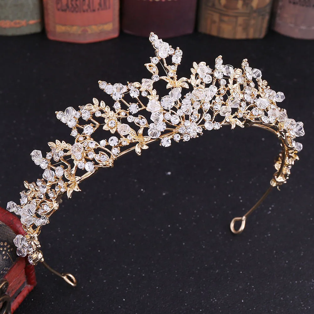 New bridal jewelry exquisite handmade crystal glass diamond crown wedding supplies alloy rhinestone headdress