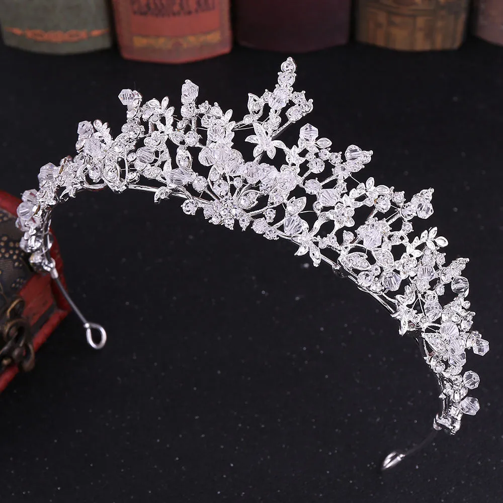 New bridal jewelry exquisite handmade crystal glass diamond crown wedding supplies alloy rhinestone headdress