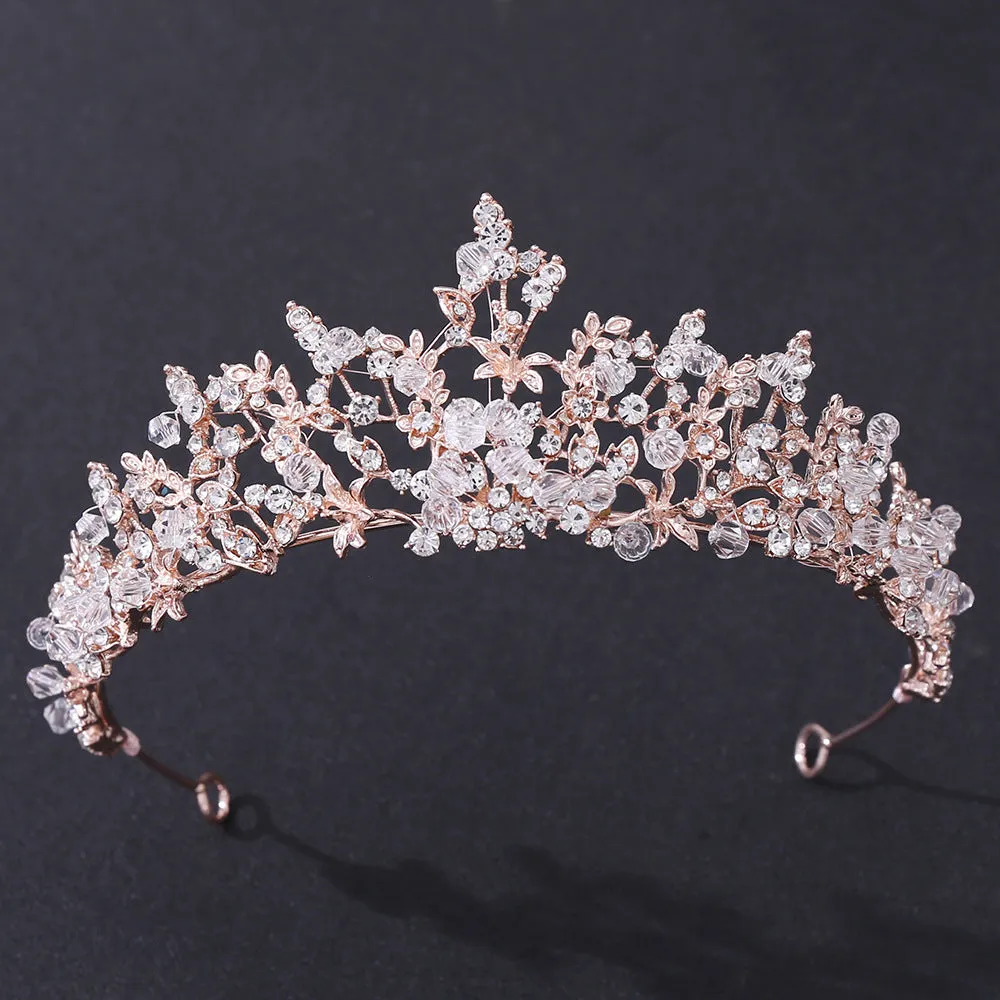 New bridal jewelry exquisite handmade crystal glass diamond crown wedding supplies alloy rhinestone headdress