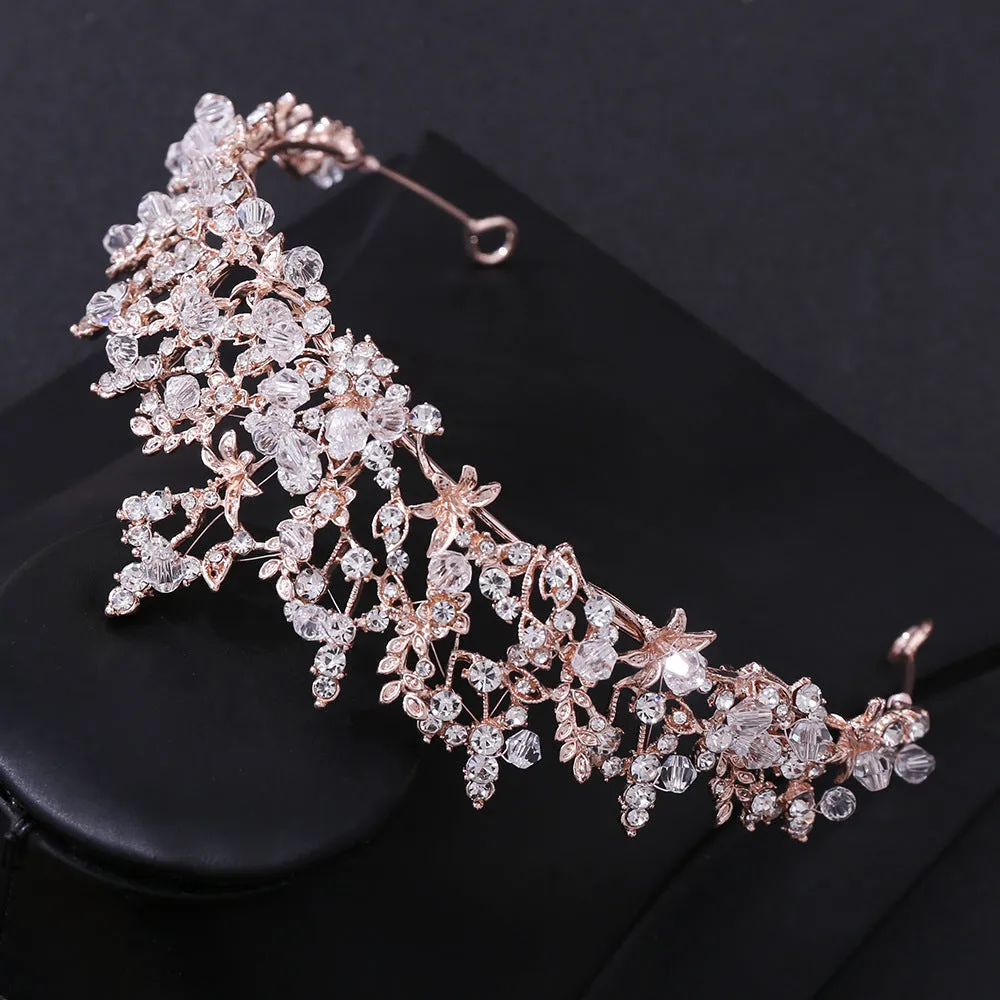 New bridal jewelry exquisite handmade crystal glass diamond crown wedding supplies alloy rhinestone headdress