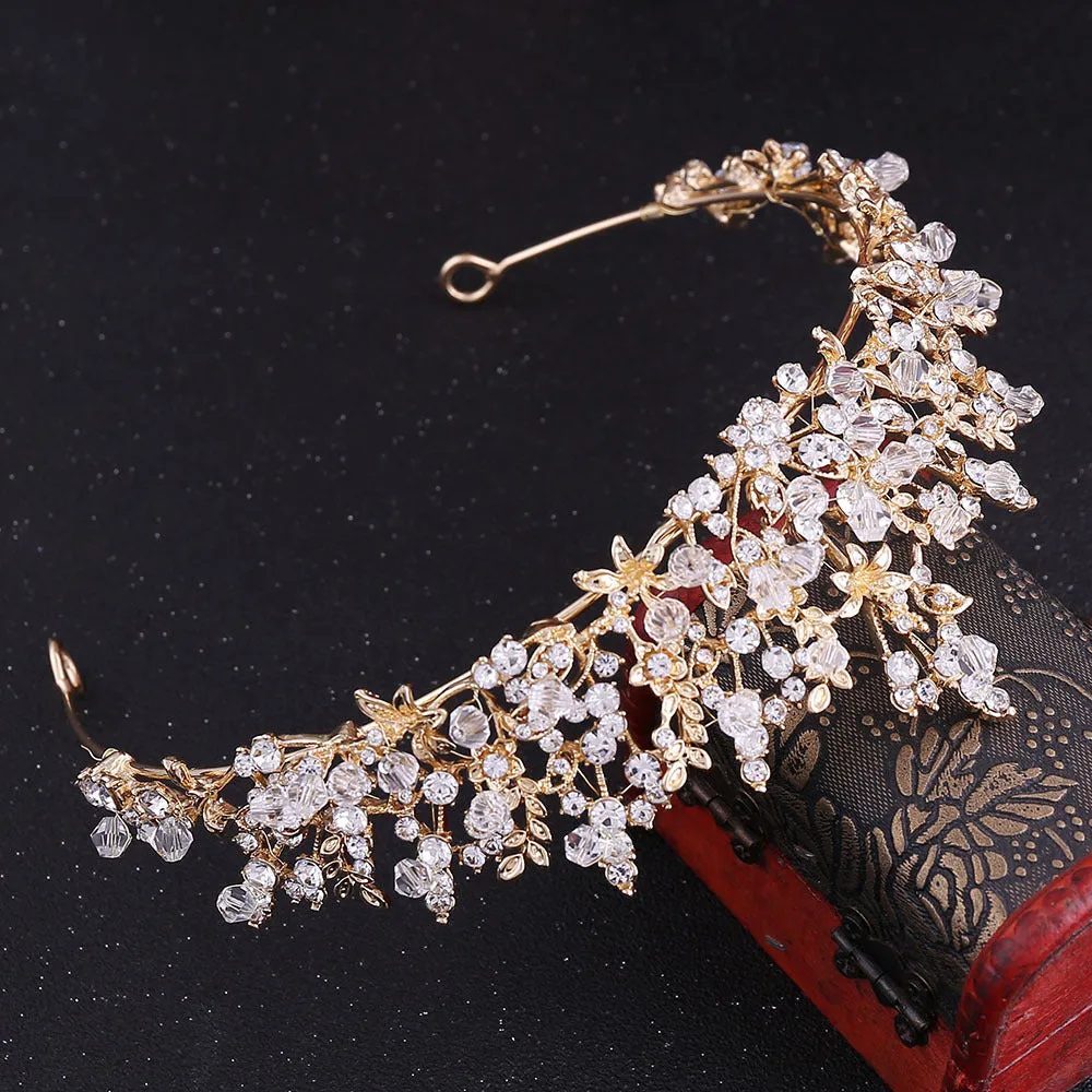 New bridal jewelry exquisite handmade crystal glass diamond crown wedding supplies alloy rhinestone headdress