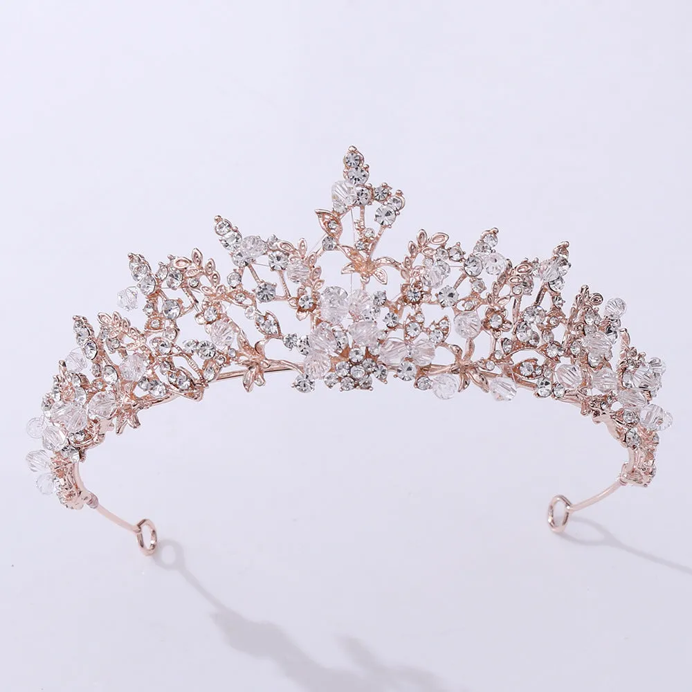 New bridal jewelry exquisite handmade crystal glass diamond crown wedding supplies alloy rhinestone headdress