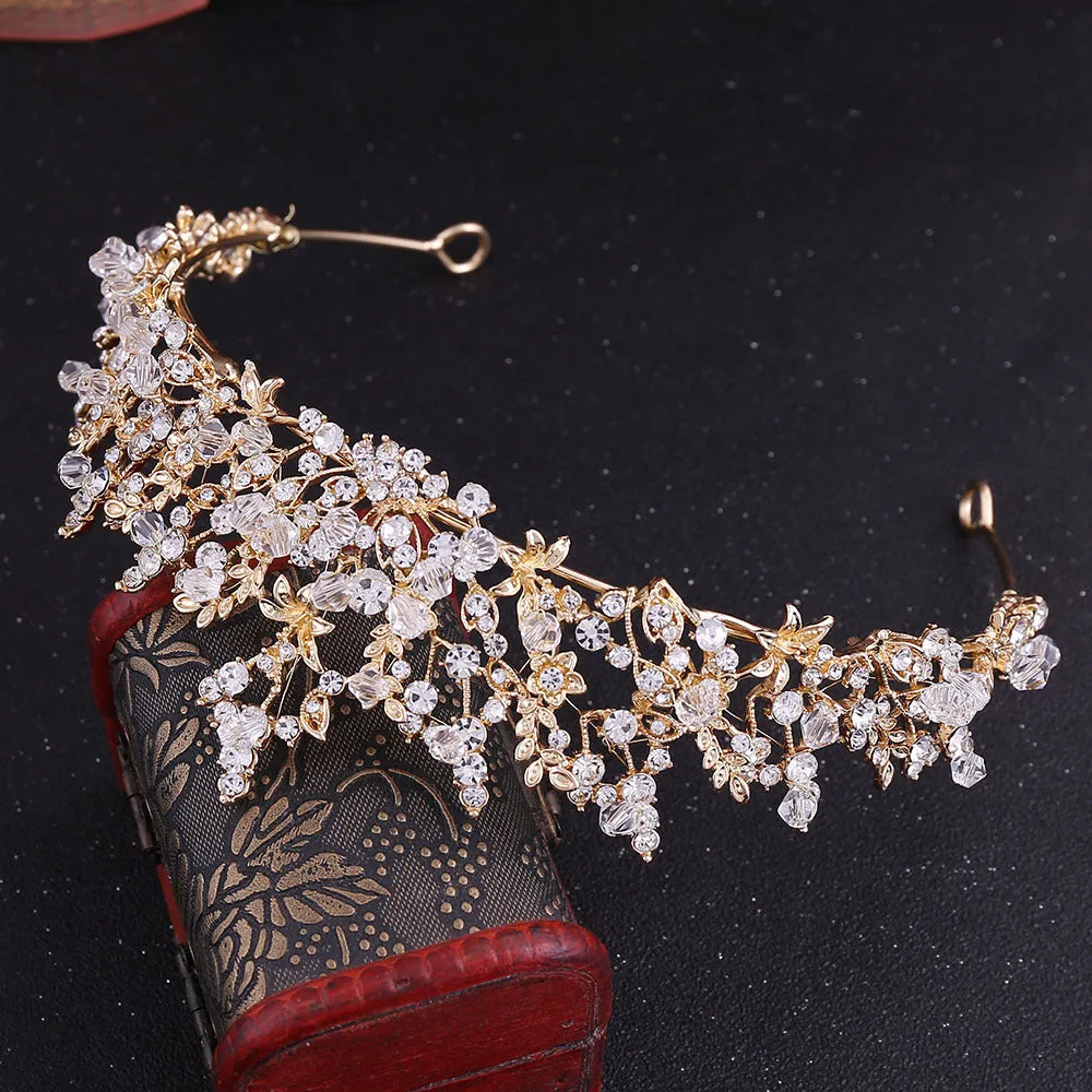 New bridal jewelry exquisite handmade crystal glass diamond crown wedding supplies alloy rhinestone headdress