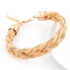 New Fashion Charms Punk Bracelet Vintage Woven Metal Winding Braided Rope Bracelet Women Fine Jewelry