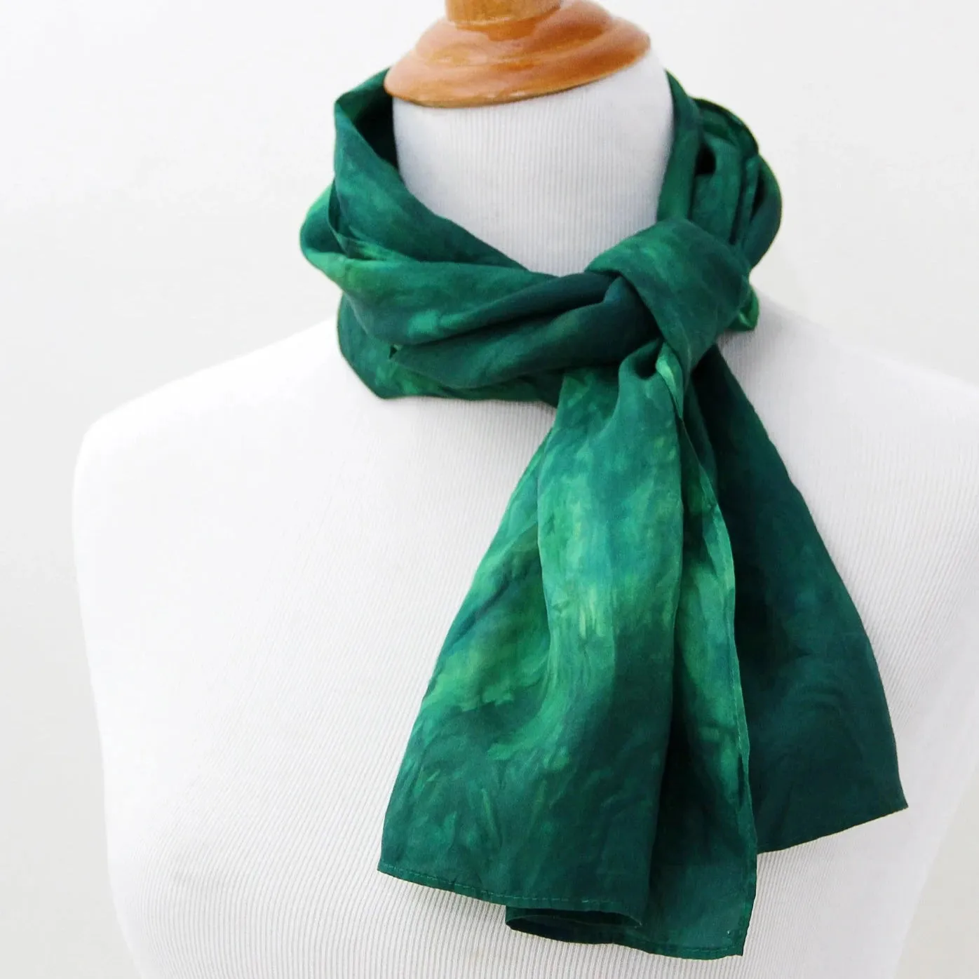 NEW! Hand Dyed Silk Scarf in Evergreen by Ten Thousand Dandelions