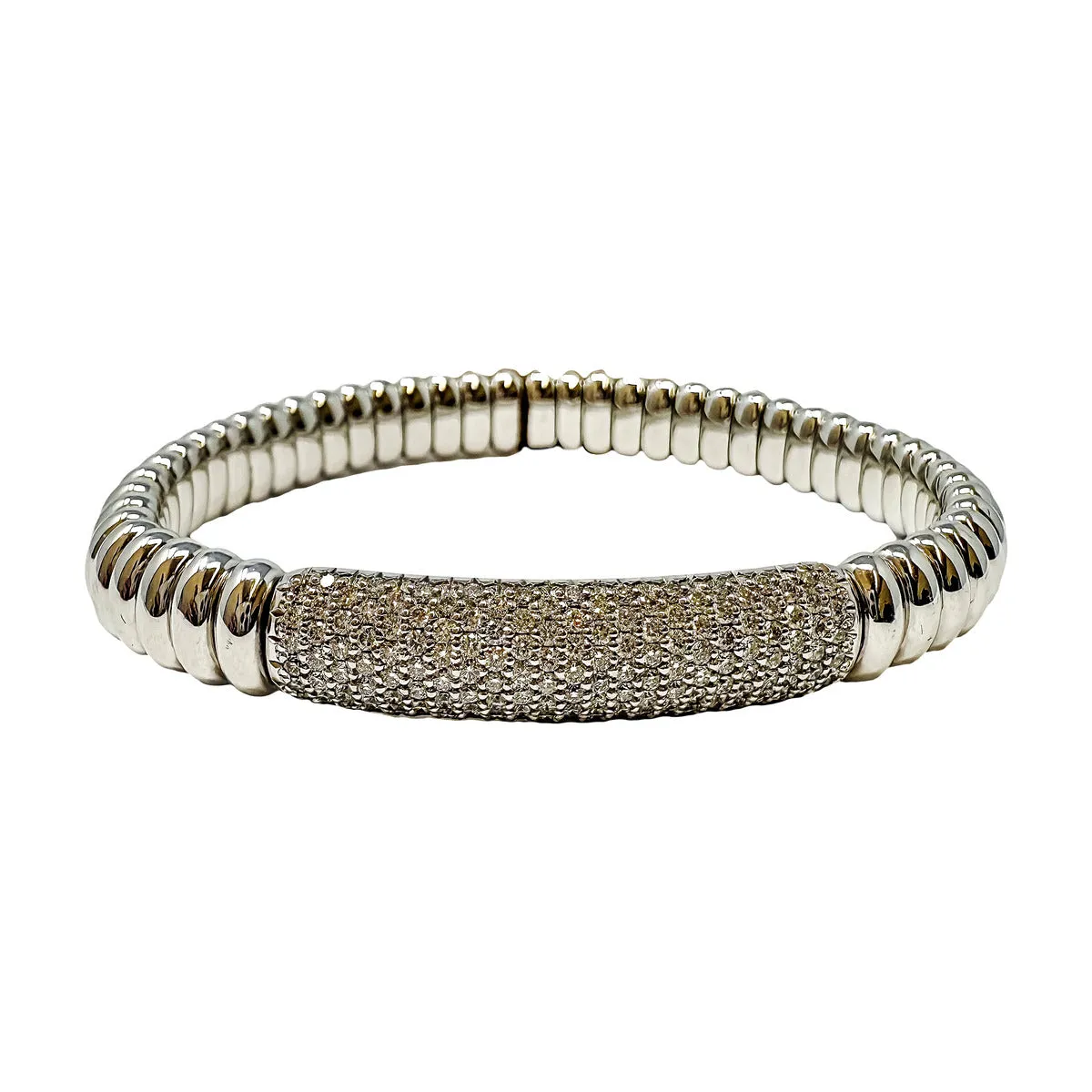 New Hulchi Belluni 18K White Gold Diamond Stretch Bracelet