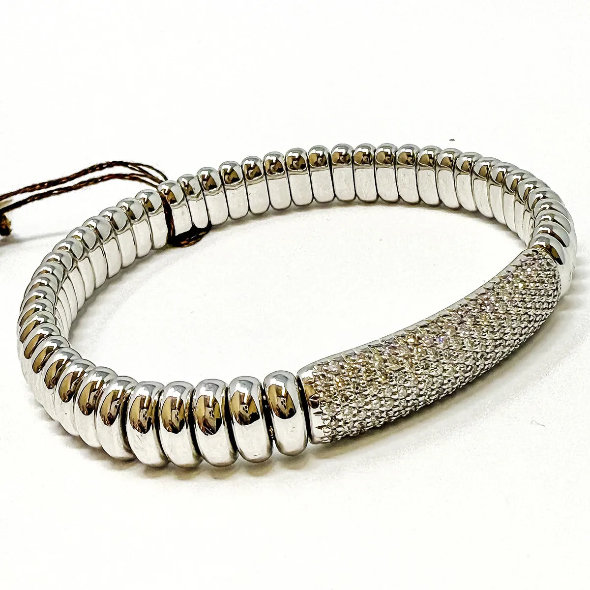 New Hulchi Belluni 18K White Gold Diamond Stretch Bracelet