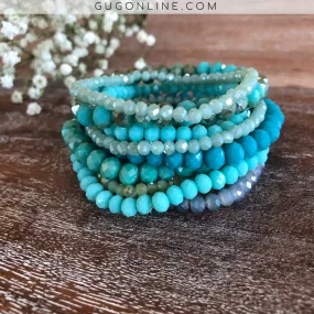 Nine Piece Crystal Bracelet Set in Turquoise