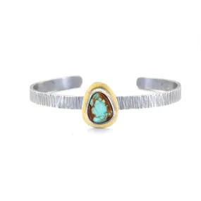 No. 8 Turquoise Gold and Silver Bi-metal Cuff Bracelet