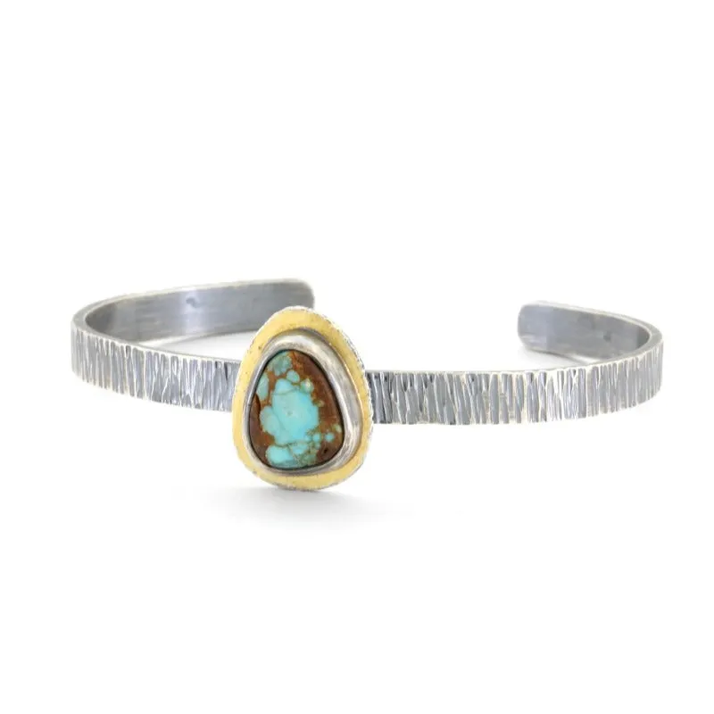 No. 8 Turquoise Gold and Silver Bi-metal Cuff Bracelet