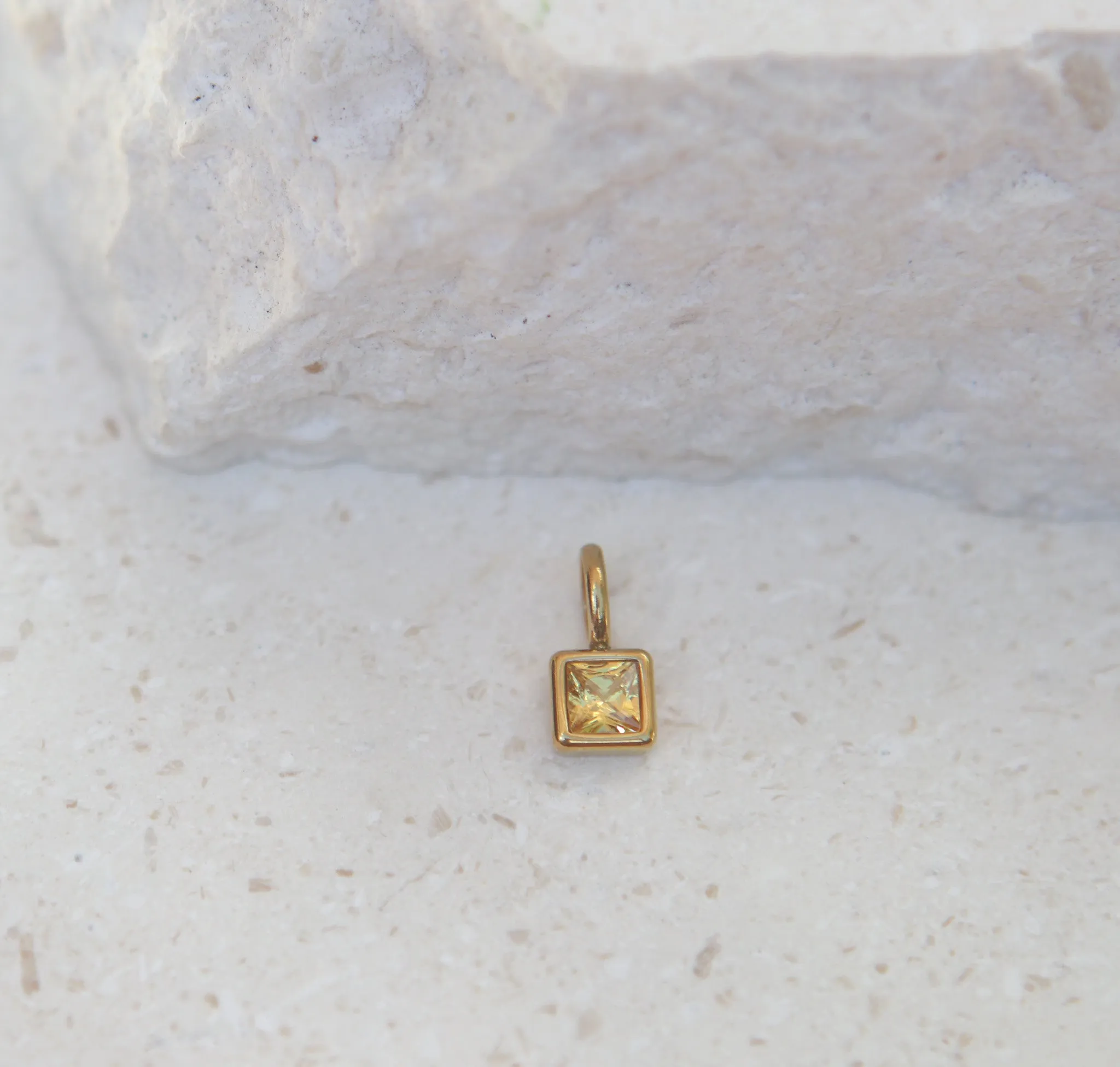 November Citrine Square Charm