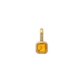 November Citrine Square Charm