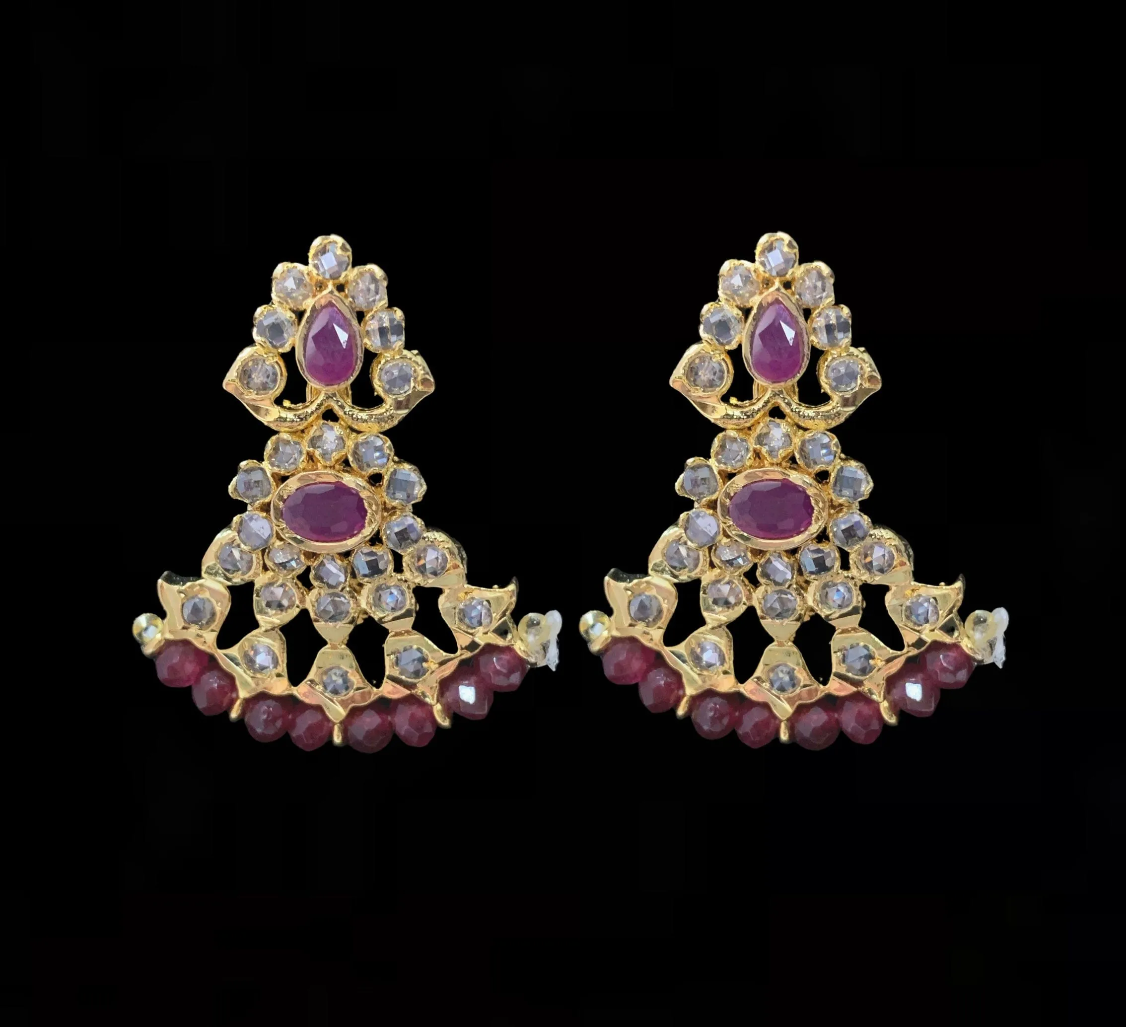 NS110 Ujwala Hyderabadi ruby necklace set with earrings (READY TO SHIP )