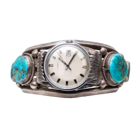 Old Pawn Blue Gem Turquoise Watch Cuff | Artisan Handmade