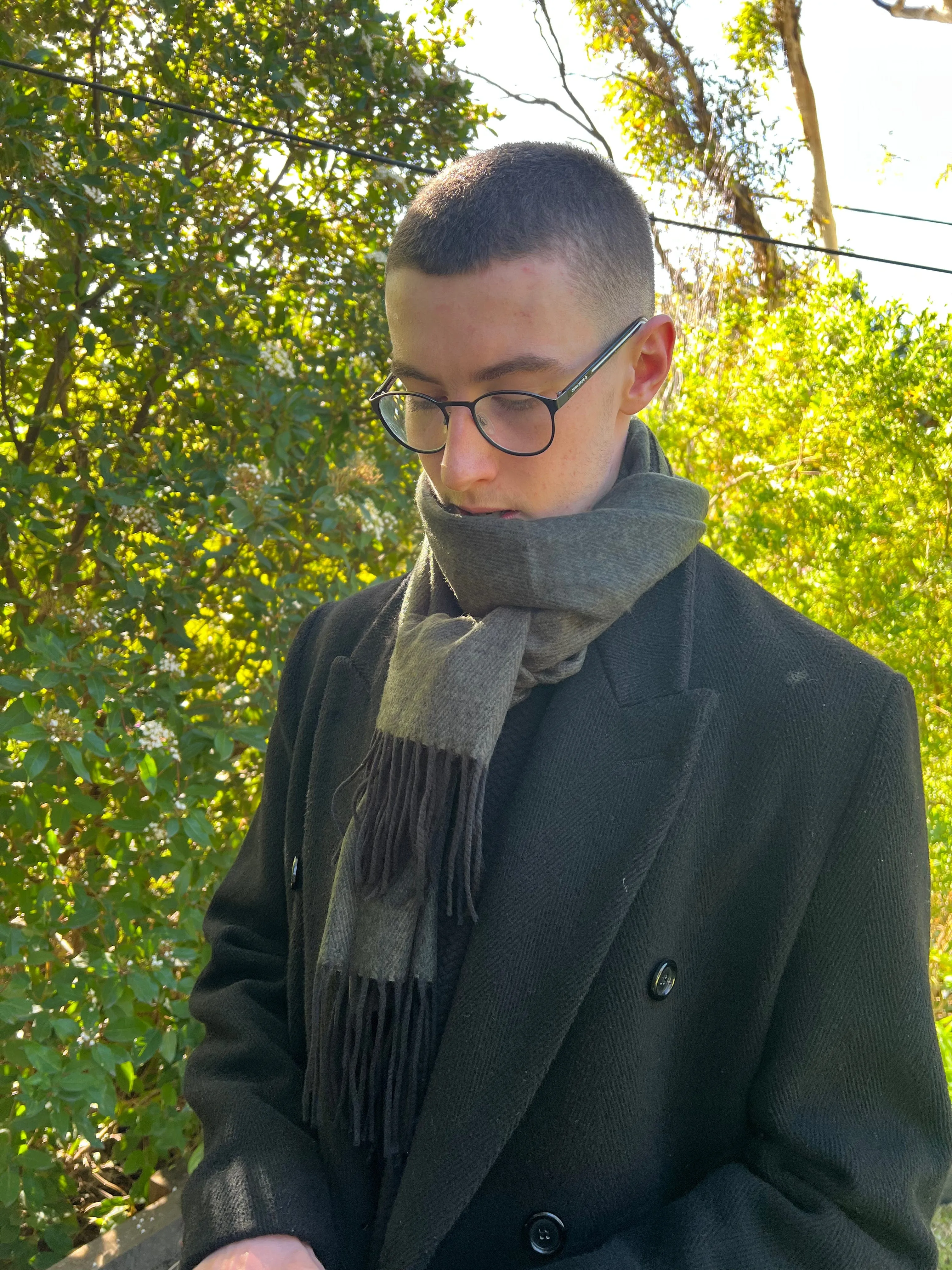 Olive Green Scarf -Mens Scarf - Cashmere Wool - Unisex Scarf