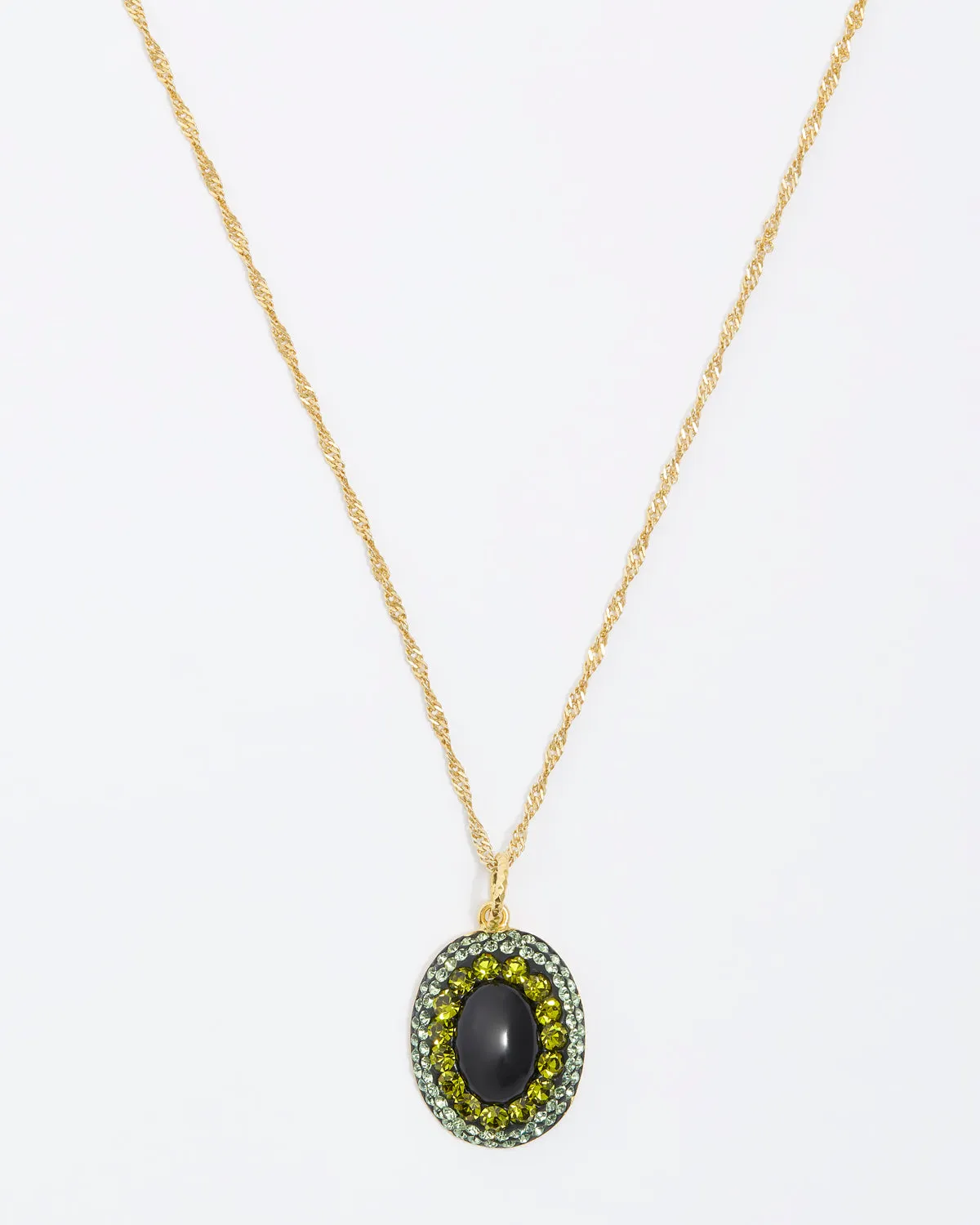 Onyx & Green Pendant Necklace