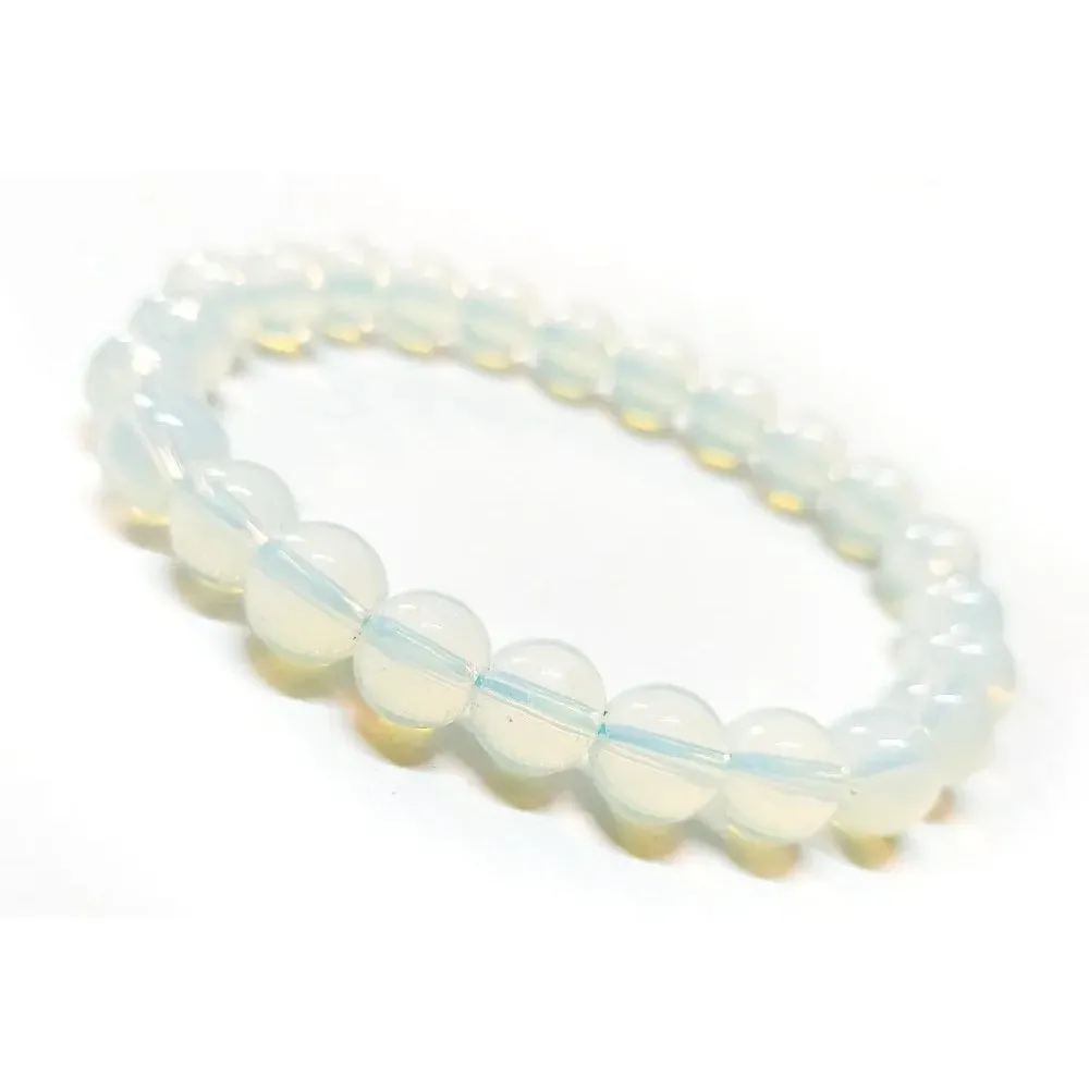 Opalite Bracelet Natural Crystal Healing Bracelet Gemstone Jewellery Beaded Stone Bracelet for Men & Women, Bead Size 6 mm