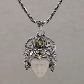 Peridot and Sterling Silver Pendant Necklace from Bali - Bedugul Prince | NOVICA