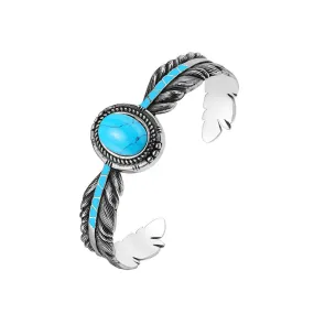 Personalized Retro Takahashi Feather Turquoise Titanium Steel Bracelet for Men - Wholesale Foreign Trade Jewelry