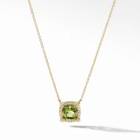 Petite Châtelaine® Pavé Bezel Pendant Necklace in 18K Yellow Gold with Peridot