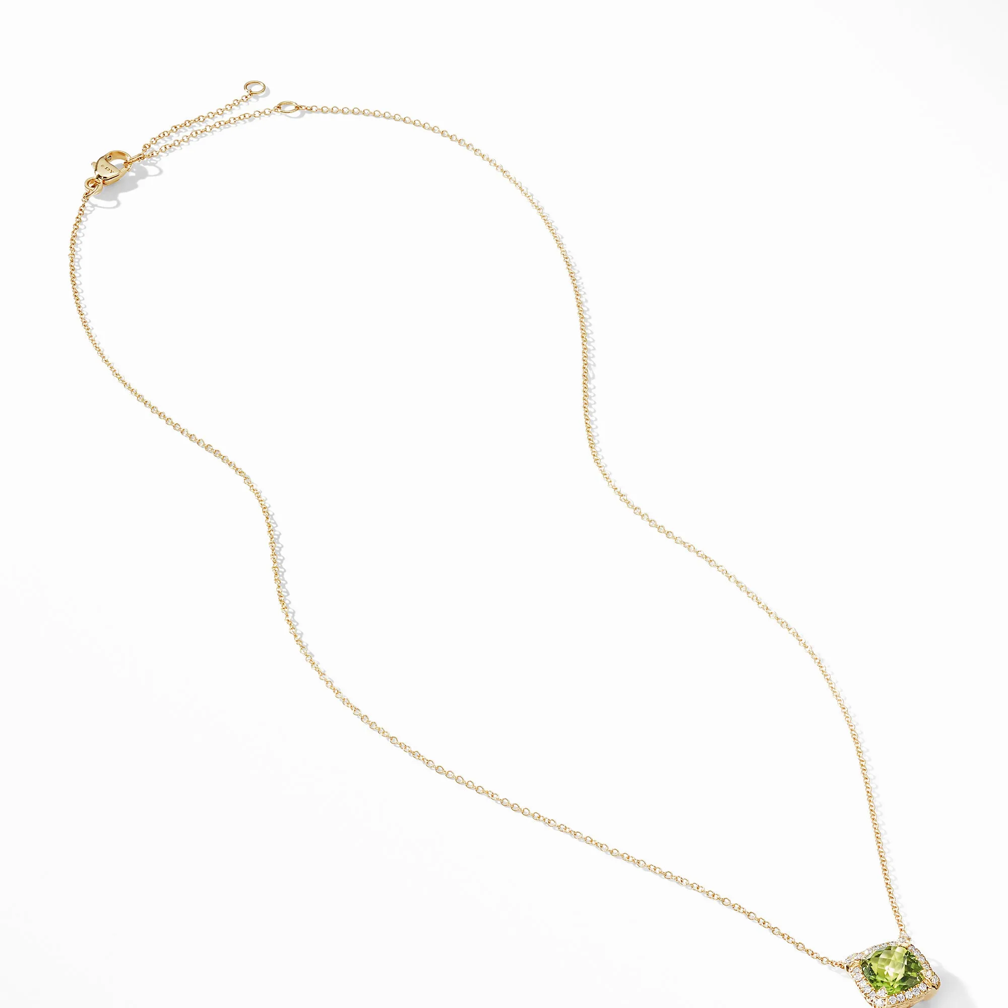 Petite Châtelaine® Pavé Bezel Pendant Necklace in 18K Yellow Gold with Peridot