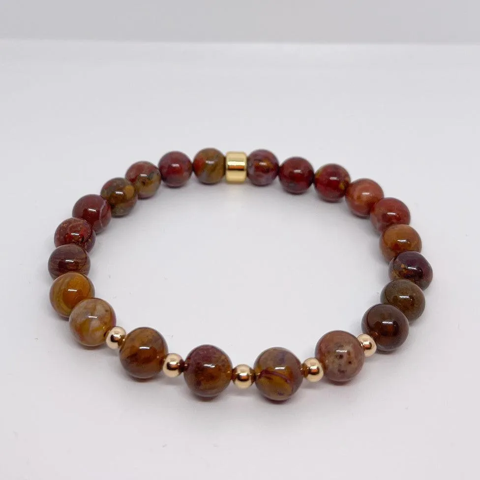 Petrified Wood Gemstone Bracelet 8mm