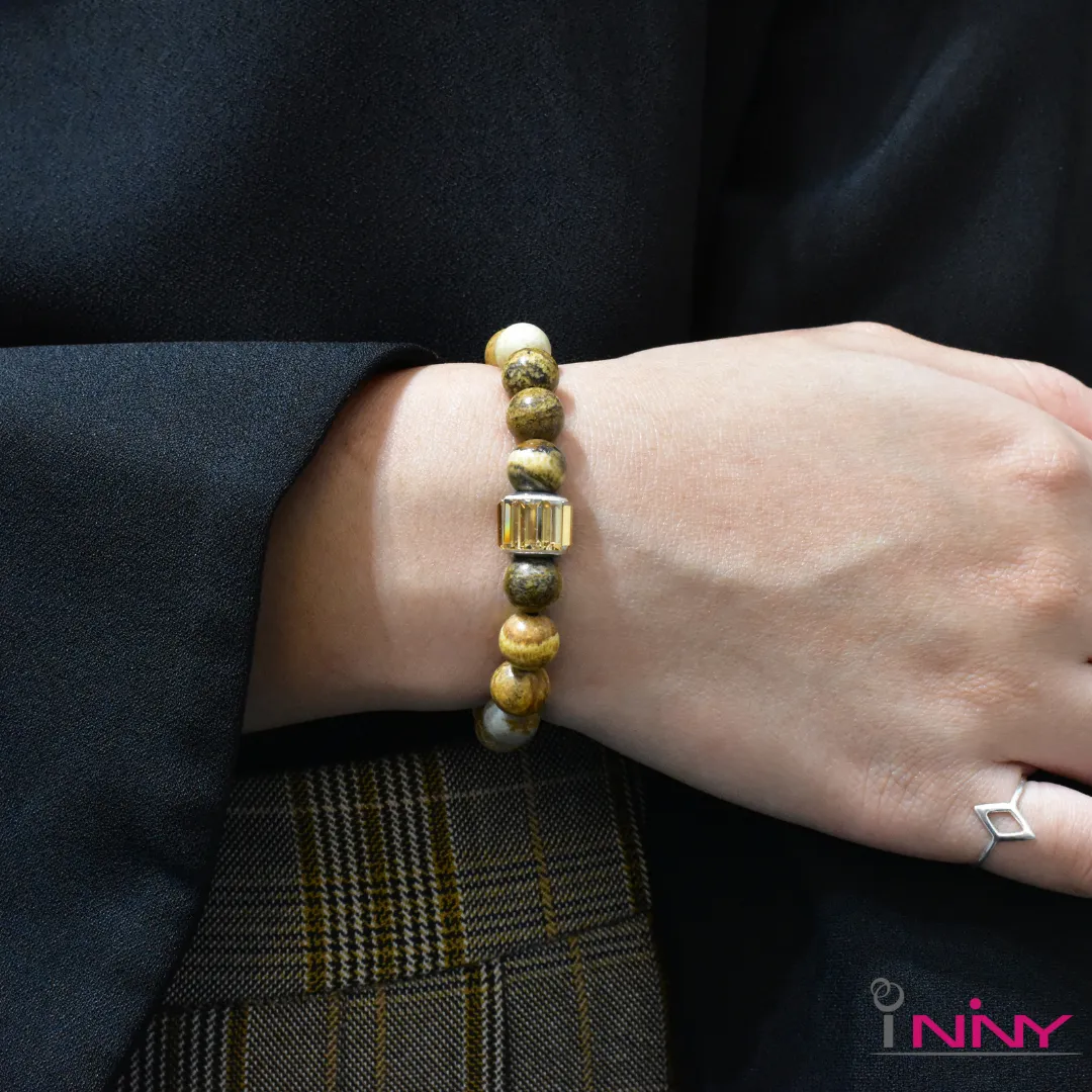 Pictured Jasper with Charming Crystal Bracelet