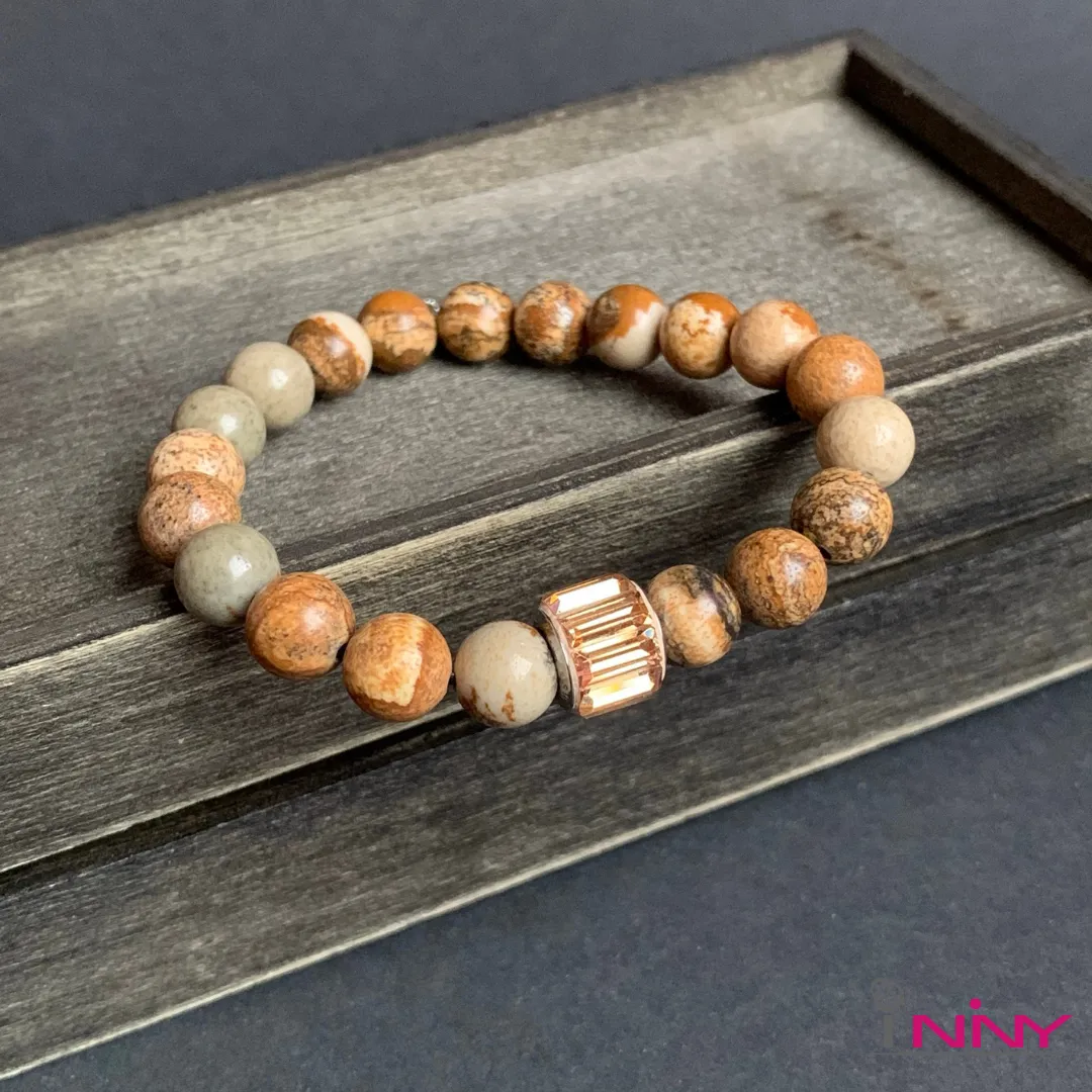 Pictured Jasper with Charming Crystal Bracelet