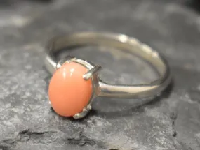 Pink Coral Ring - Angel Skin Coral Ring - Vintage Promise Ring