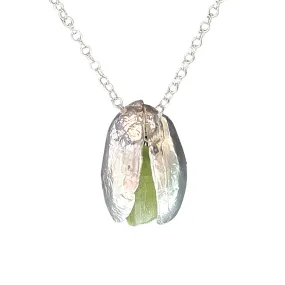 Pistachio Silver & Raw Peridot Necklace