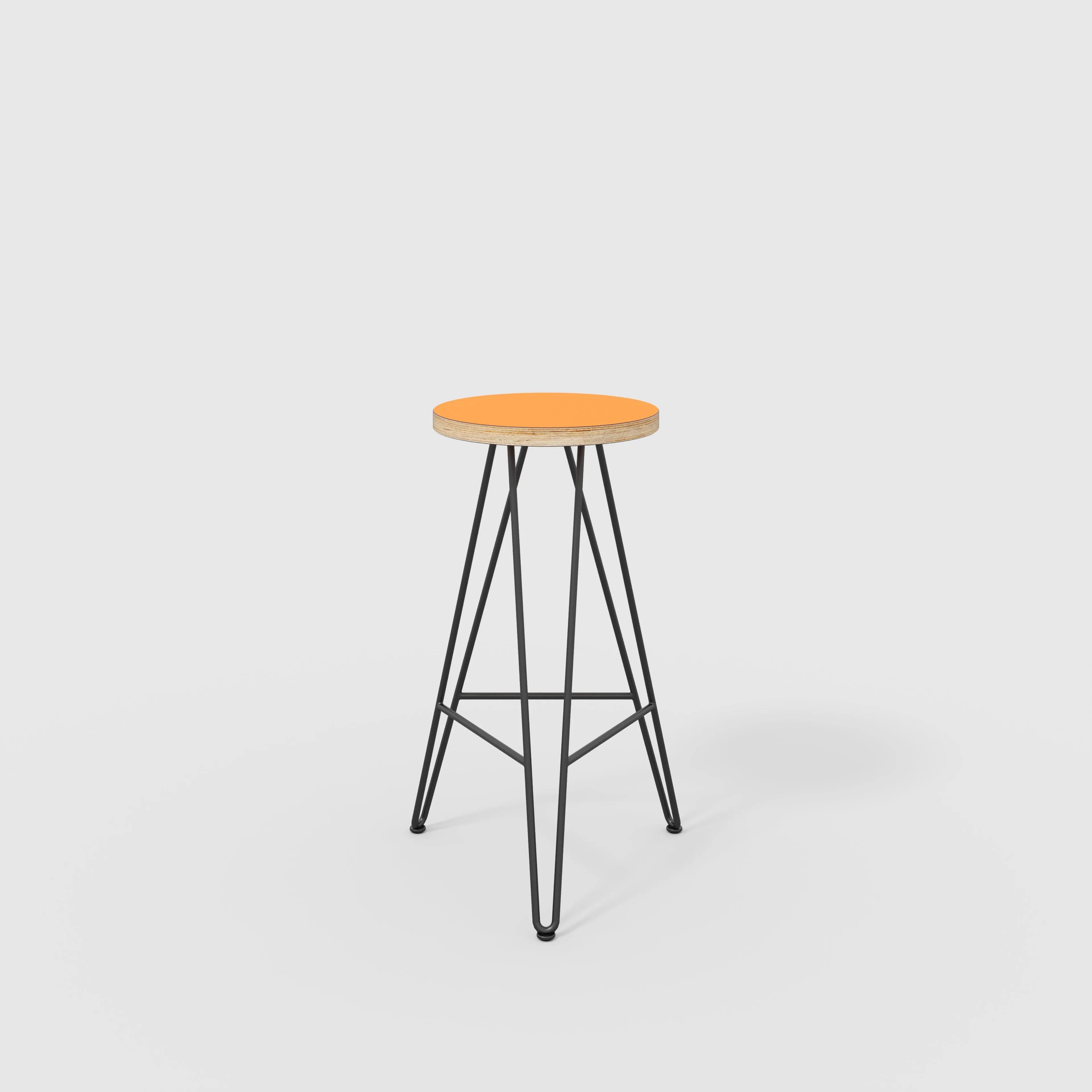 Plywood Bar Stool with Black Hairpin Base - Formica Levante Orange