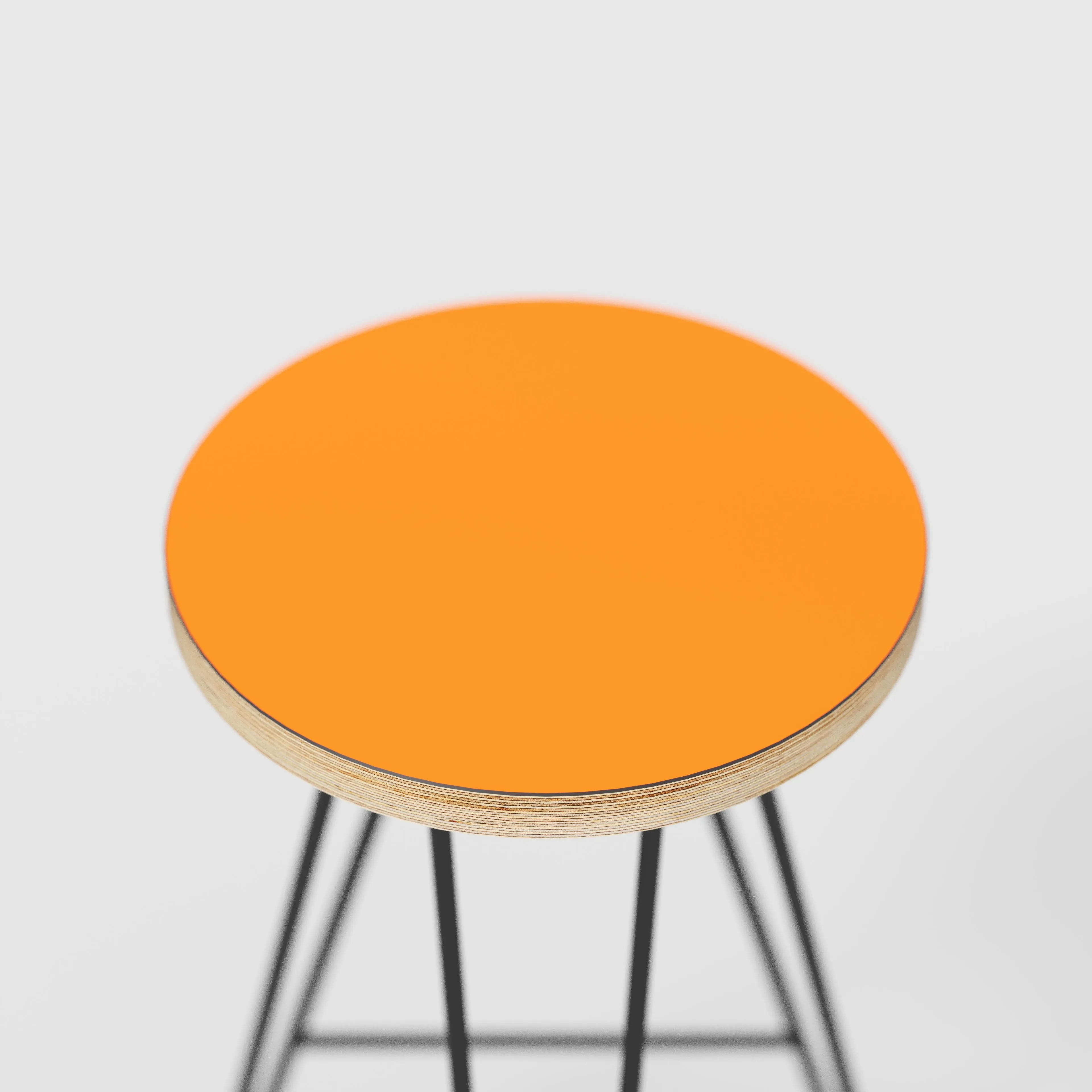 Plywood Bar Stool with Black Hairpin Base - Formica Levante Orange