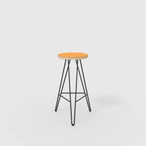 Plywood Bar Stool with Black Hairpin Base - Formica Levante Orange