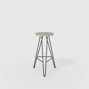 Plywood Bar Stool with Black Hairpin Base - Formica Tornado Grey