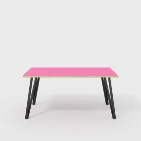 Plywood Desk with Black Box Hairpin Legs - Formica Juicy Pink - 1600(w) x 800(d) x 735(h)