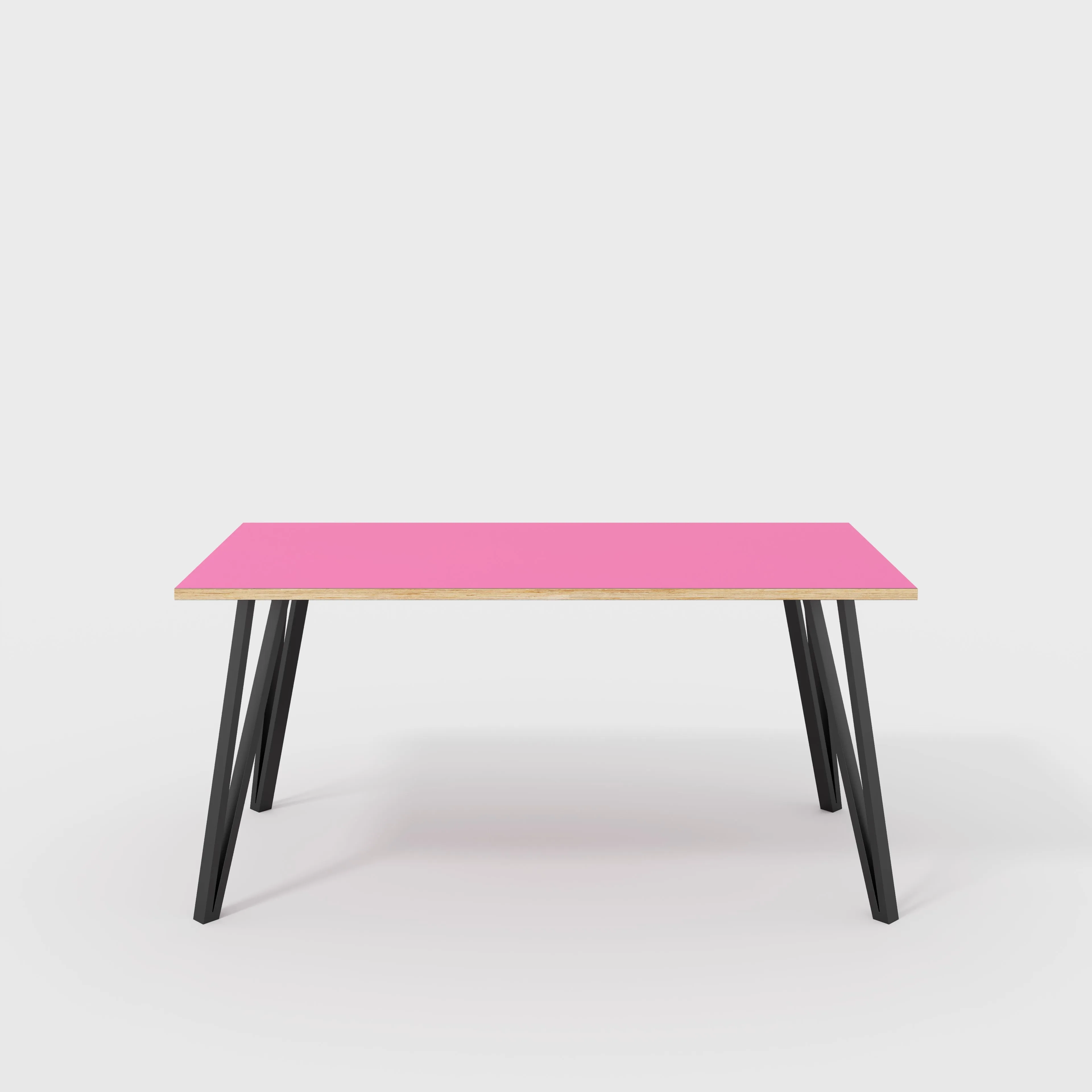 Plywood Desk with Black Box Hairpin Legs - Formica Juicy Pink - 1600(w) x 800(d) x 735(h)