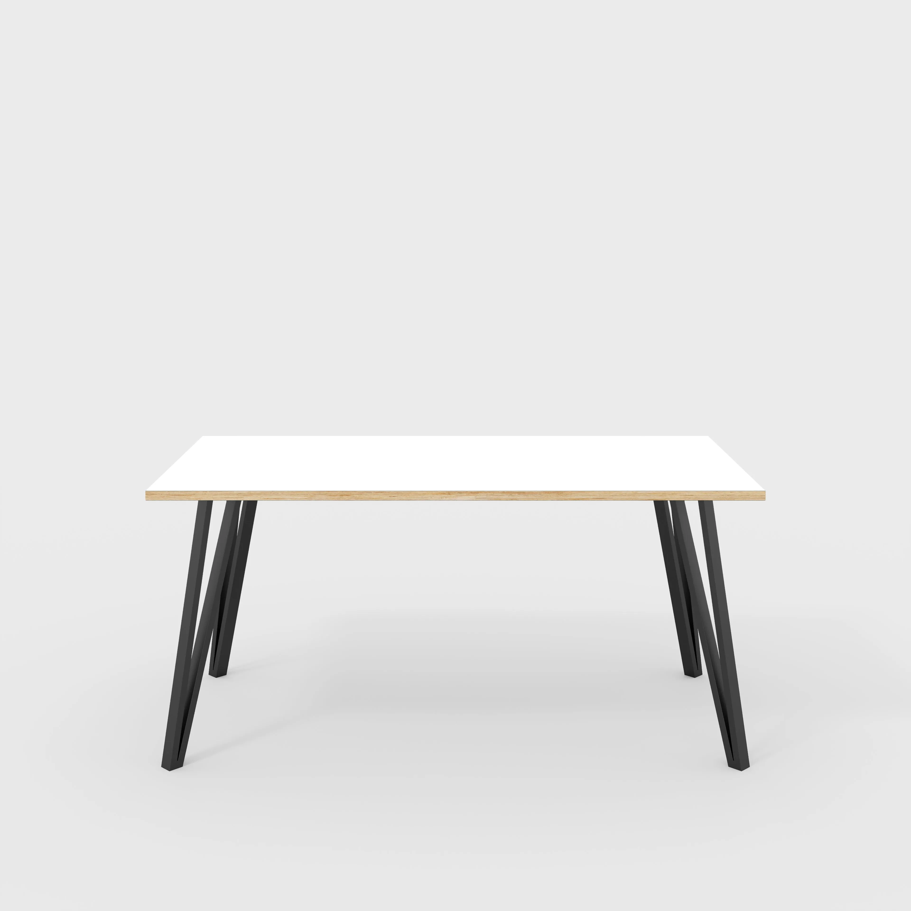 Plywood Table with Black Box Hairpin Legs - Formica White - 1600(w) x 800(d) x 735(h)