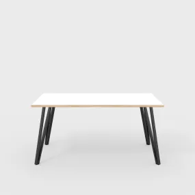 Plywood Table with Black Box Hairpin Legs - Formica White - 1600(w) x 800(d) x 735(h)