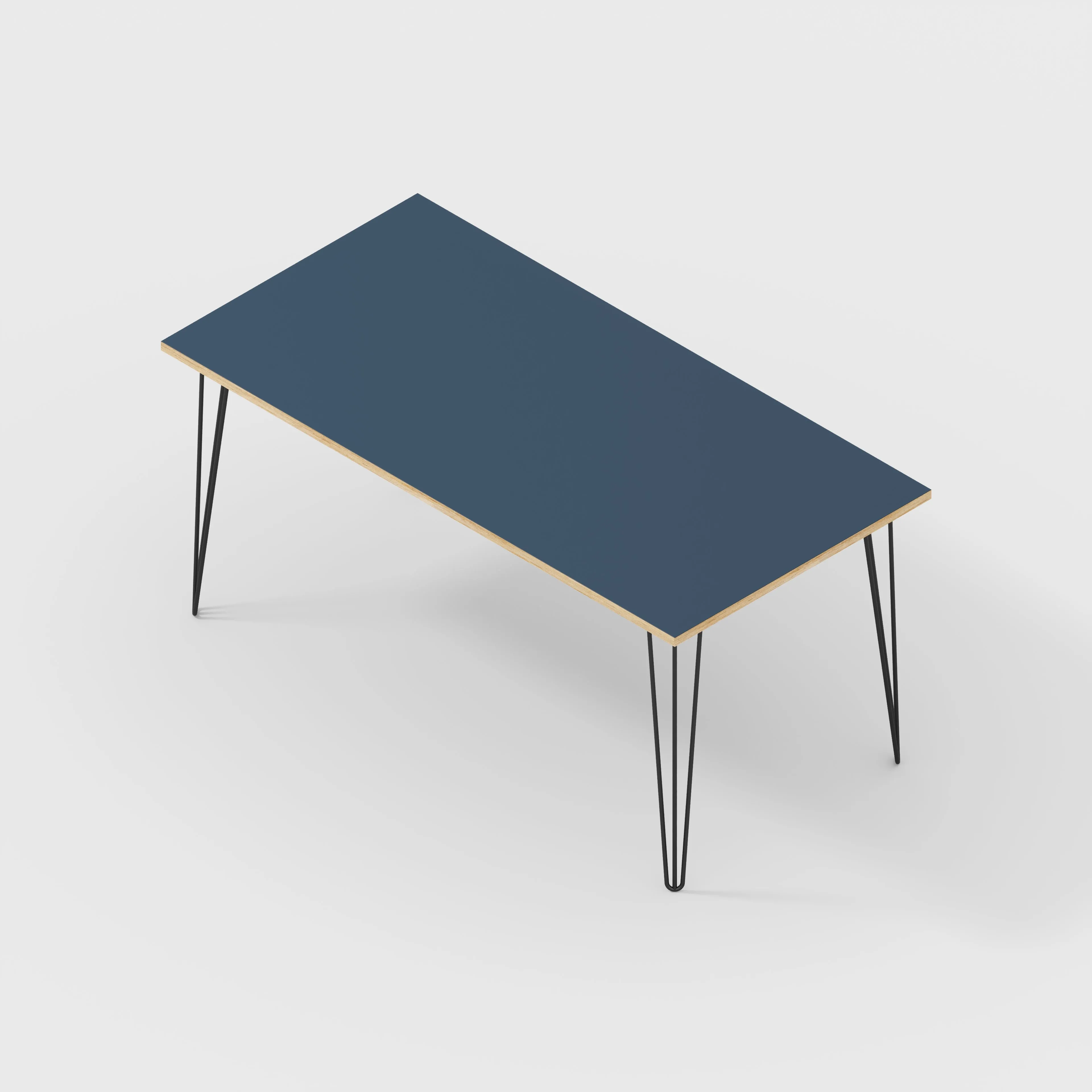 Plywood Table with Black Hairpin Legs - Formica Night Sea Blue - 1600(w) x 800(d)