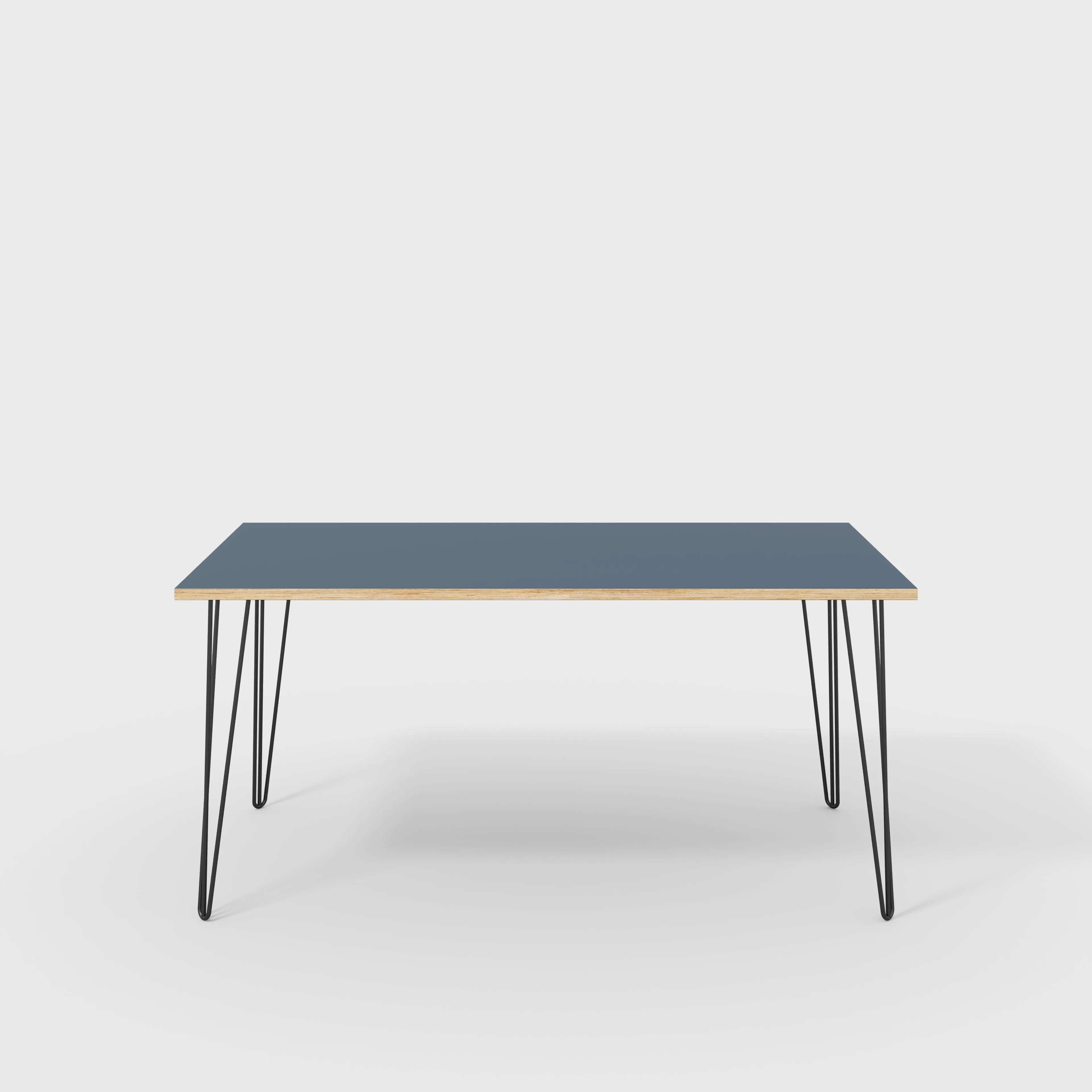 Plywood Table with Black Hairpin Legs - Formica Night Sea Blue - 1600(w) x 800(d)