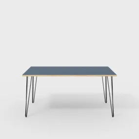 Plywood Table with Black Hairpin Legs - Formica Night Sea Blue - 1600(w) x 800(d)