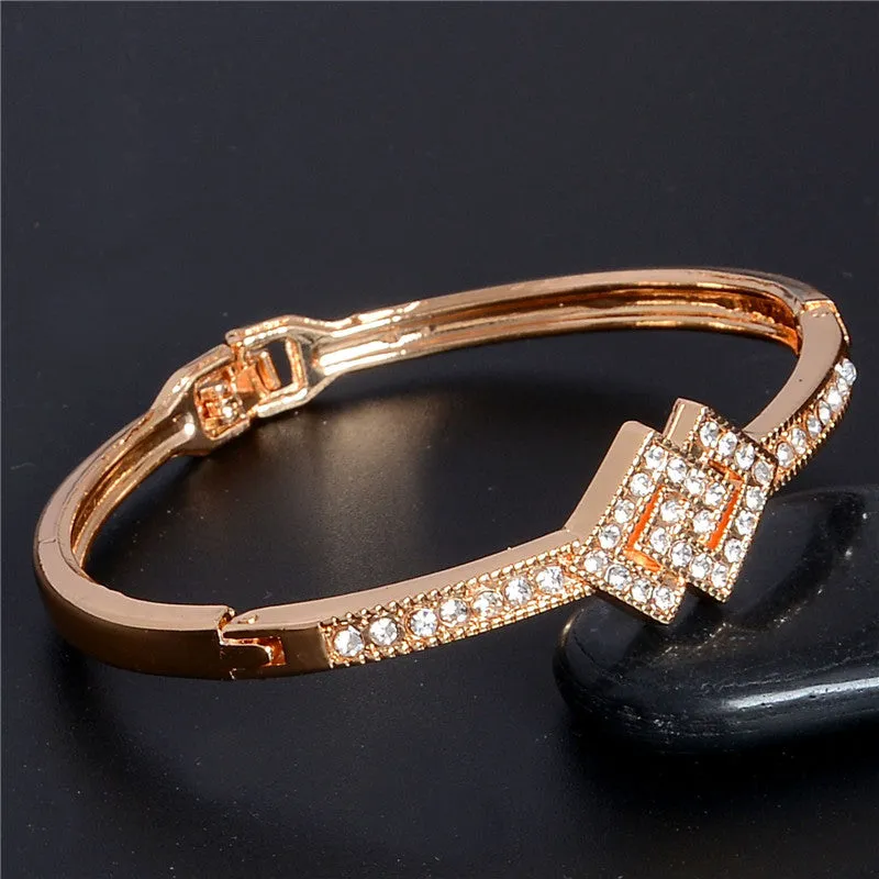 Popular Hot sell Women/Lady's 18k Rose Gold Plated Clear Austrian Crystal Bracelets & Bangles Jewelry Gifts