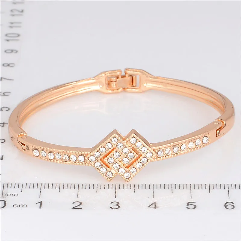 Popular Hot sell Women/Lady's 18k Rose Gold Plated Clear Austrian Crystal Bracelets & Bangles Jewelry Gifts