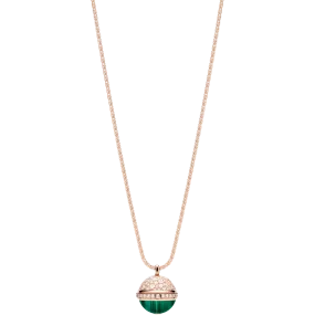 POSSEISSION DIAMOND PINK GOLD MALACHITE NECKLACE