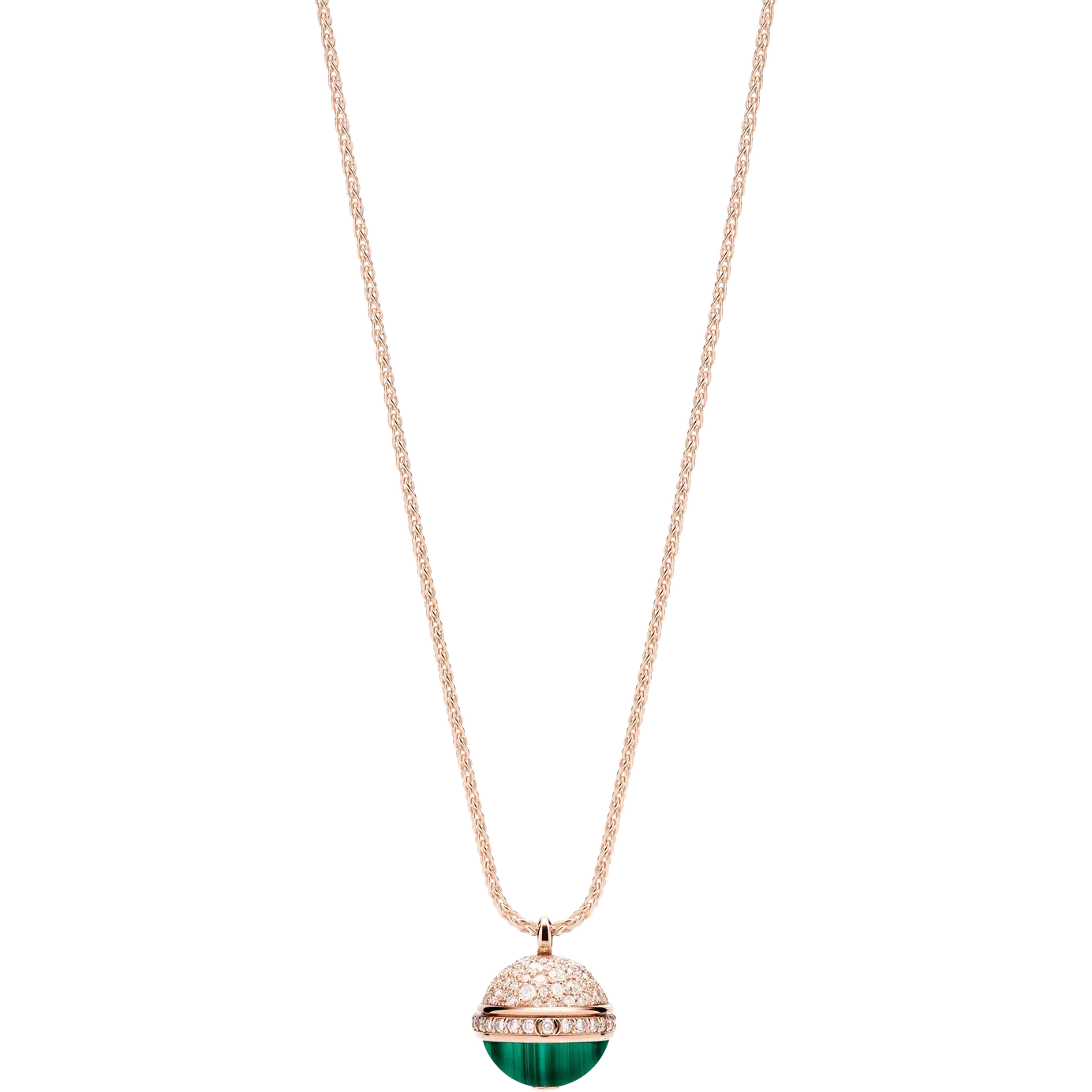 POSSEISSION DIAMOND PINK GOLD MALACHITE NECKLACE