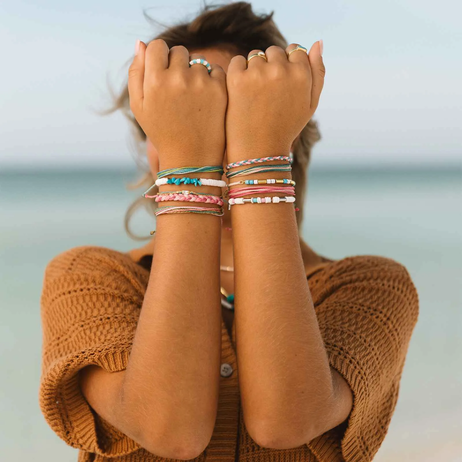 Puka Shell and Turquoise Chip Stretch Bracelet