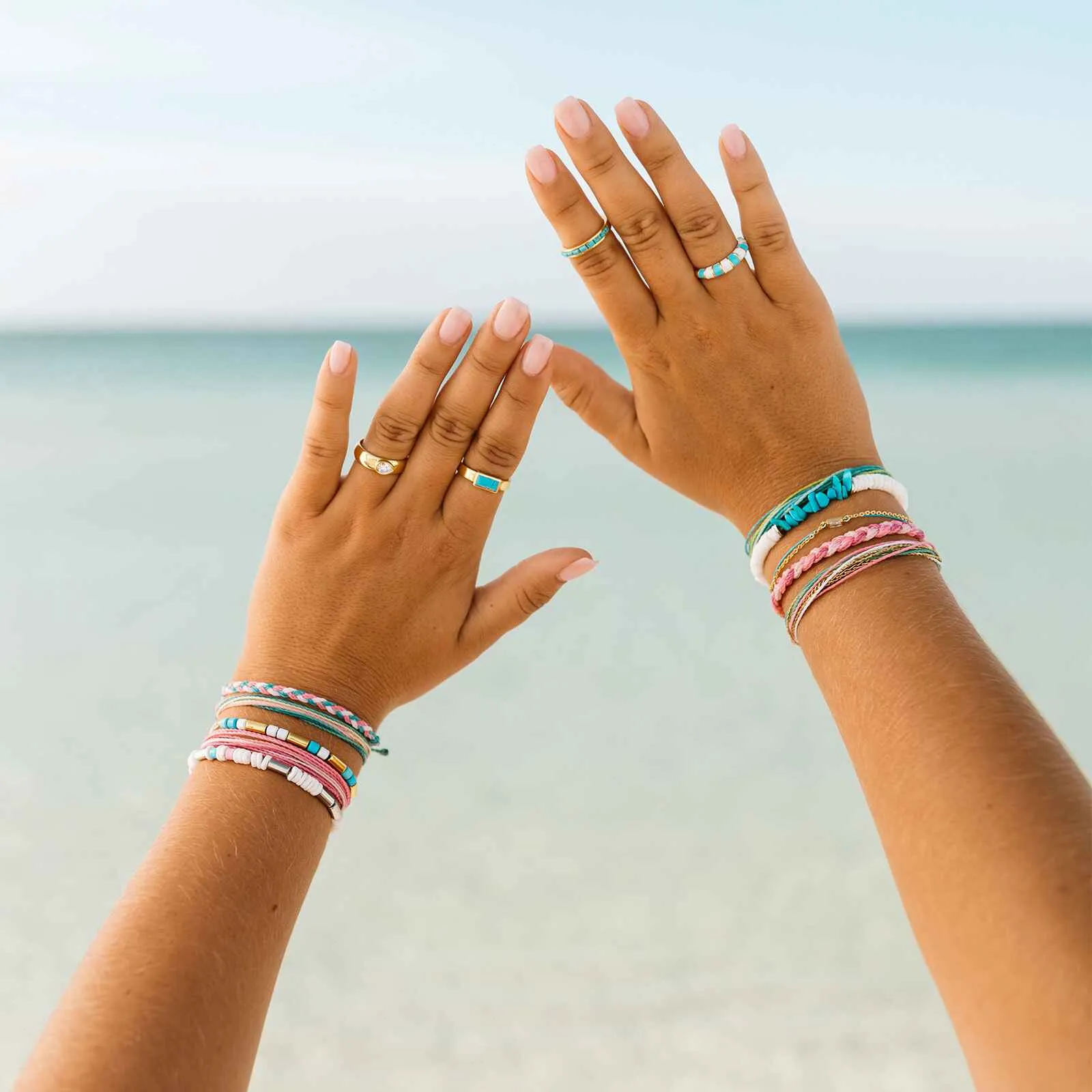 Puka Shell and Turquoise Chip Stretch Bracelet