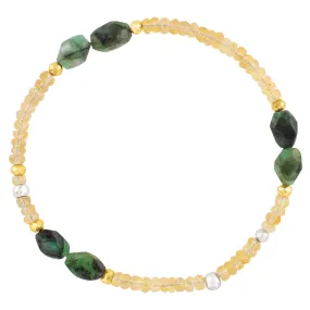 Pyrite's Booty Bracelet in Faceted Oval Emerald & 3.5mm Citrine