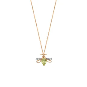 QUEEN BEE LILY GOLD DIAMOND PERIDOT NECKLACE